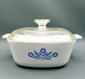 Corning Ware Blue Cornflower Pyroceram 1960-61  1 1/2 Quart Blue Stamp Clear Lid - Picture 1 of 12