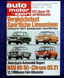 AMS 15/1970 Escort GT NSU TT Kadett B Coupe F Rallye, Simca 1000, Alpina 2800 CS - Bild 1 von 7