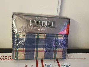 VTG 1997 Ultra Touch Fundamentals 3 Piece Twin Sheet Set Madras Plaid NWP B10 - Picture 1 of 9