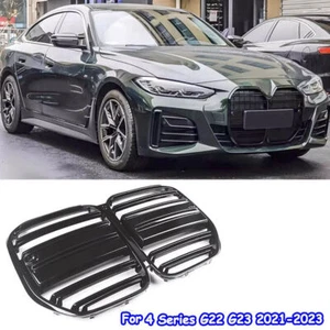 M Style Black Front Bumper Grille W/O ACC For BMW 4 Series G22 G23 2Dr 2021-2023 - Picture 1 of 9