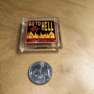 Vintage GO TO HELL Grand Cayman Devil Travel Souvenir Fridge Magnet - Bild 1 von 2