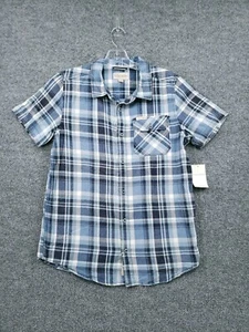 Lucky Brand Shirt Boys L Large Button-Up Blue Plaid Built To Rock Live Free NEW - Picture 1 of 12
