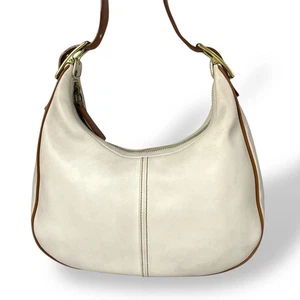 [Near Mint] Coach 9342 Legacy Hobo Ergo White Brown Leather Used From Japan - Picture 1 of 11
