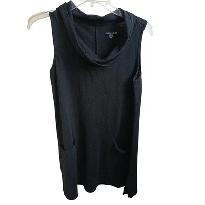 Eileen Fisher Black Sleeveless Cowl Neck Hemp Organic Pocket Dress Small Petite - Image 1 of 4