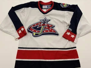 Herren Vintage Columbus Blau Jacken NHL Trikot Gr. Medium Genäht CCM  - Bild 1 von 9