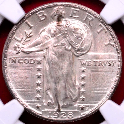 NGC MS-66 FH FULL HEAD! 1928 STANDING LIBERTY QUARTER - Image 1 of 3