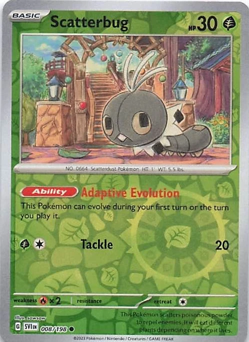 Scatterbug Common SV01: Scarlet & Violet Base Set 008/198- NM - Reverse Holo - Image 1 of 2