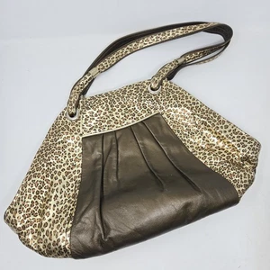 SAEREUM New York Metallic Bronze Gold Gepard Leder Schultertasche Handtasche Vintage - Bild 1 von 19
