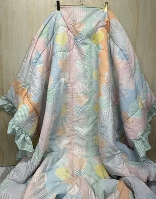 Vtg 93’ Heart Print Comforter Sz Twin - Image 1 of 4