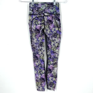 Lululemon Fast Free 7/8 Tight II Nulux 25" Size 2 Vivid Vision Multi Black  - Picture 1 of 10