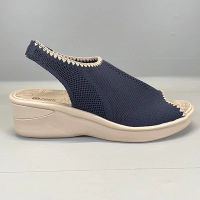 Sandalias de cuña Bzees Sicily para mujer talla 10 azul marino zapatos cómodos con cordones Foto 1 de 4