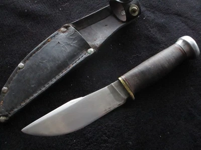 VINTAGE ORIGINAL US MARBLE`S HUNTING KNIFE WOODCRAFT DAGGER AND SHEATH PATD.1916 - Image 1 of 4