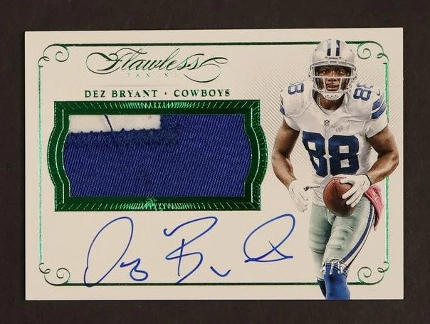2015 Panini Flawless Dez Bryant Flawless Emerald Jersey Auto /5 - Image 1 of 2
