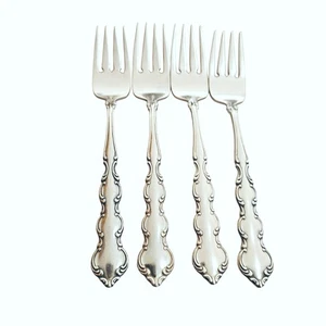 4 Oneida Deluxe Mozart Salad Fork scalloped edge baroque scrolls 80s vtg stainle - Picture 1 of 9