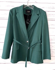 Maje Größe 34 Vert Bouteille Jacke Blazer mit Gürtel dunkelgrün neu mit Etikett $ 535 - Bild 1 von 15