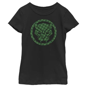 Girl's Marvel St. Patrick's Day Lucky Black Panther Mask T-Shirt - Picture 1 of 12