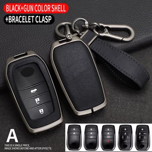 Zinc Alloy Leather Remote Key Fob Cover Case For Toyota Tundra Corolla Fortuner - Bild 1 von 4