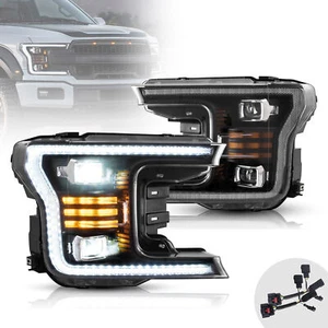 2018-2020 F150 LED Dual Beam Projector HeadLights Black - Picture 1 of 10