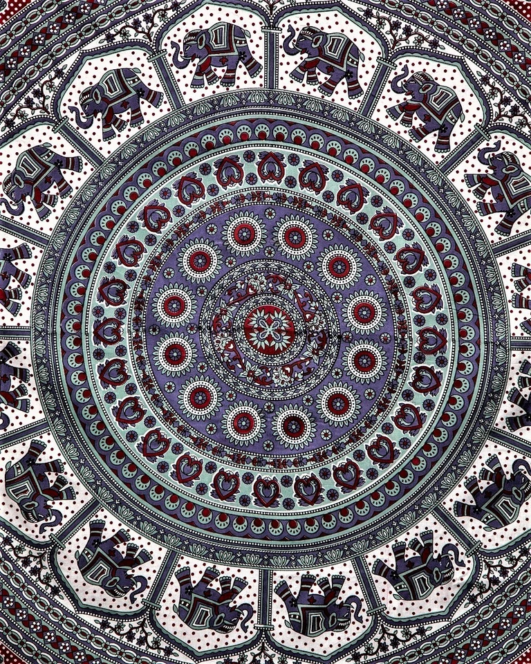 CAMA EXTENDIDA/TAPIZ-Algodón Power Telar Elefante Mandala en Doble Talla Nº-395-05 Foto 1 de 1