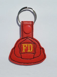 Firefighter Helmet Embroidered Keychain Firefighter Fireman Firewoman Keychain - Picture 1 of 1