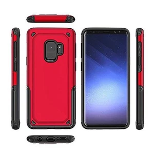 For Samsung Galaxy S9 Shockproof Dual Layer Design Armor Cover TPU Case Red - Picture 1 of 9