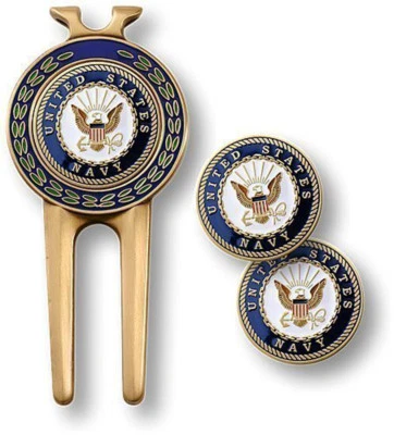 ARMED FORCES DEPOT NEW U.S. Navy Golf Divot Tool and Ball Marker Set.