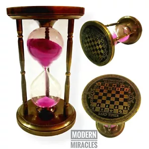 Antiguo temporizador de arena náutico reloj de arena de latón ajedrez de colección artículo de regalo - Imagen 1 de 5