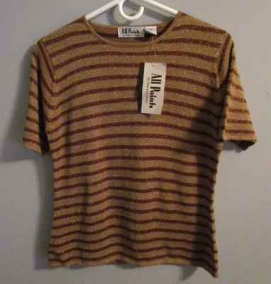 Suéter All Points by Reference Point dourado/marrom metálico manga curta - Tamanho P - Imagem 1 de 4