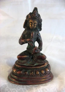 Tibetan Buddhism Vajrasattva Buddha of Purification 3"  Brass Statue India - Picture 1 of 3