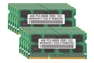 40GB 10X 4GB DDR3 RAM 1333Mhz PC3 10600 NON ECC SO-DIMM Laptop Memory  PC10600 - Image 1 of 4
