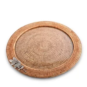 Vagabond House Large Handmade Round Basket Tray - Natural Wicker Ratan Trays ... - Picture 1 of 6
