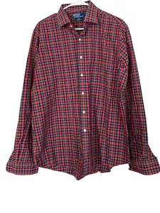 Polo Ralph Lauren Mens Custom Fit Long Sleeve Plaid Red Blue Button Up Shirt 17 - Picture 1 of 6