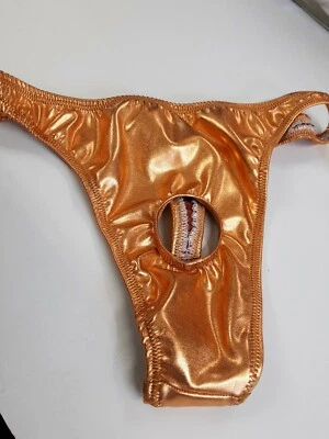 Tanga masculina cobre ouro ou prata, Rio ou anel aberto completo ou elastano metálico plano - Imagem 1 de 2