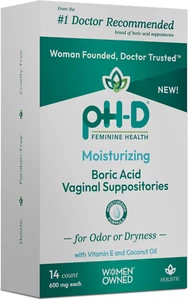 Ph-D Feminine Health Support - Boric Acid Moisturizing Suppository - Woman Owned - Picture 1 of 12