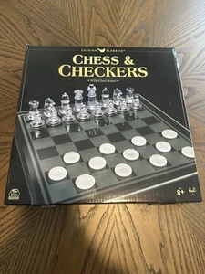 Cardinal Classics Chess And Checkers Set Glass Spin Master - Picture 1 of 3