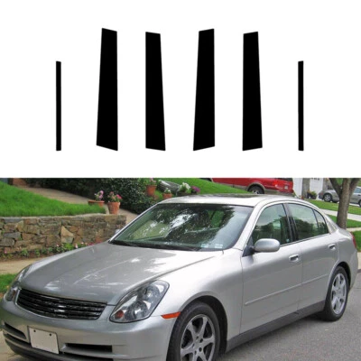 6Pcs Gloss Black Pillar Posts Window Cover For Infiniti G35 G37 Sedan 2002-2013 - Imagem 1 de 4