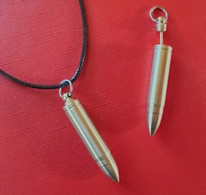 Halskette Patrone Anhänger mit Geheimfach gold Dog Tag cooler Modeschmuck NEU - Bild 1 von 3