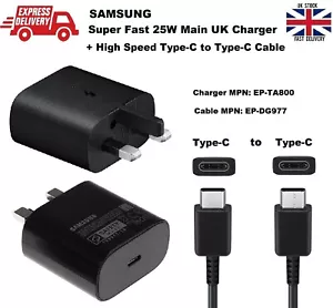 Genuine Samsung Super FAST 25W Charger Type-C Cable For Samsung Galaxy S23 FE 5G - Picture 1 of 10