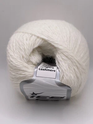 Cream Angora Cashmere 68755 Ice Yarns Luxury Blend Sport Weight 50gr 218yd - Image 1 of 4