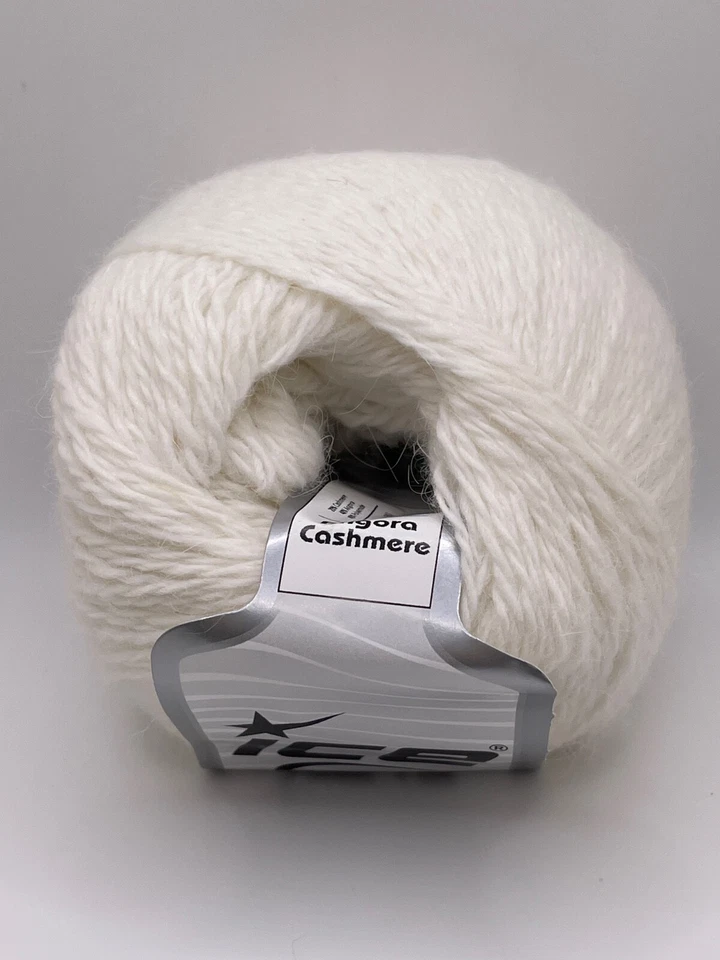 Hilos de hielo Cream Angora Cashmere 68755 mezcla de lujo peso deportivo 50 gr 218 yardas Foto 1 de 4