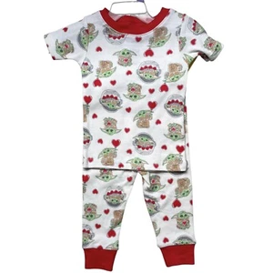 Star Wars The Mandalorian Baby Yoda Hearts Valentine’s Day PJS Baby 12 Month NWT - Picture 1 of 6