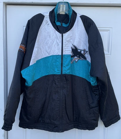 Vintage San Jose Sharks Apex One Jacket LARGE 1990s NHL Clarence Campbell conf Cover