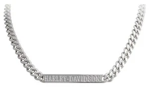 Harley-Davidson Women's H-D Script Bar Curb Link Necklace - Stainless Steel - Picture 1 of 2