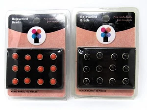 Imaginisce 2 paquetes Bejeweled Brads Negro Bling y Kewl Coral Kewl Cosas 24 piezas - Imagen 1 de 5