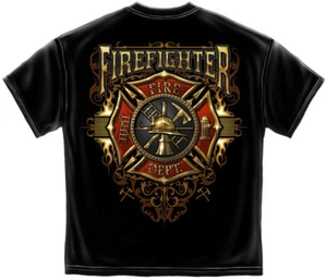 Nueva CAMISETA DE BOMBERO DORADA FLAMES CAMISA CON LICENCIA - Imagen 1 de 1