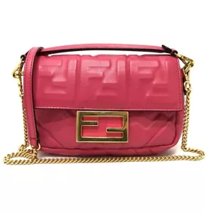 FENDI 8BS017 FF baguette small Chain 2WAY bag Shoulder Bag Lambskin - Picture 1 of 16
