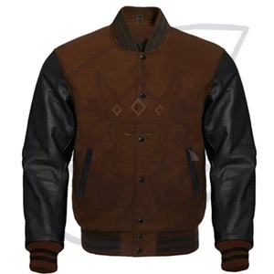 Varsity Lettermen Jacke Wolle Schwarz Leder Collegejacke Lettermen Jacket DDP - Bild 1 von 4