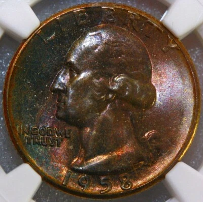 1958 WASHINGTON QUARTER 25c NGC MS66   ☆☆☆Gorgeous Toning!!☆☆☆ - Image 1 of 4
