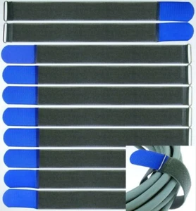 10x Klett Kabelbinder 40 cm x 40 mm blau FK Kabelklettband Kabelklett Verschluss - Bild 1 von 10