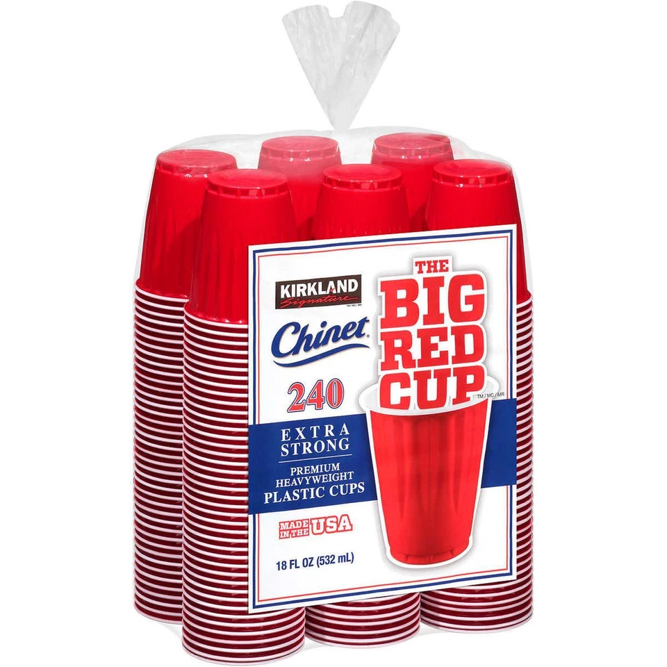 240 X 532ml Kirkland Signature Chinet The Big Red Strong Plastic Drink Cup